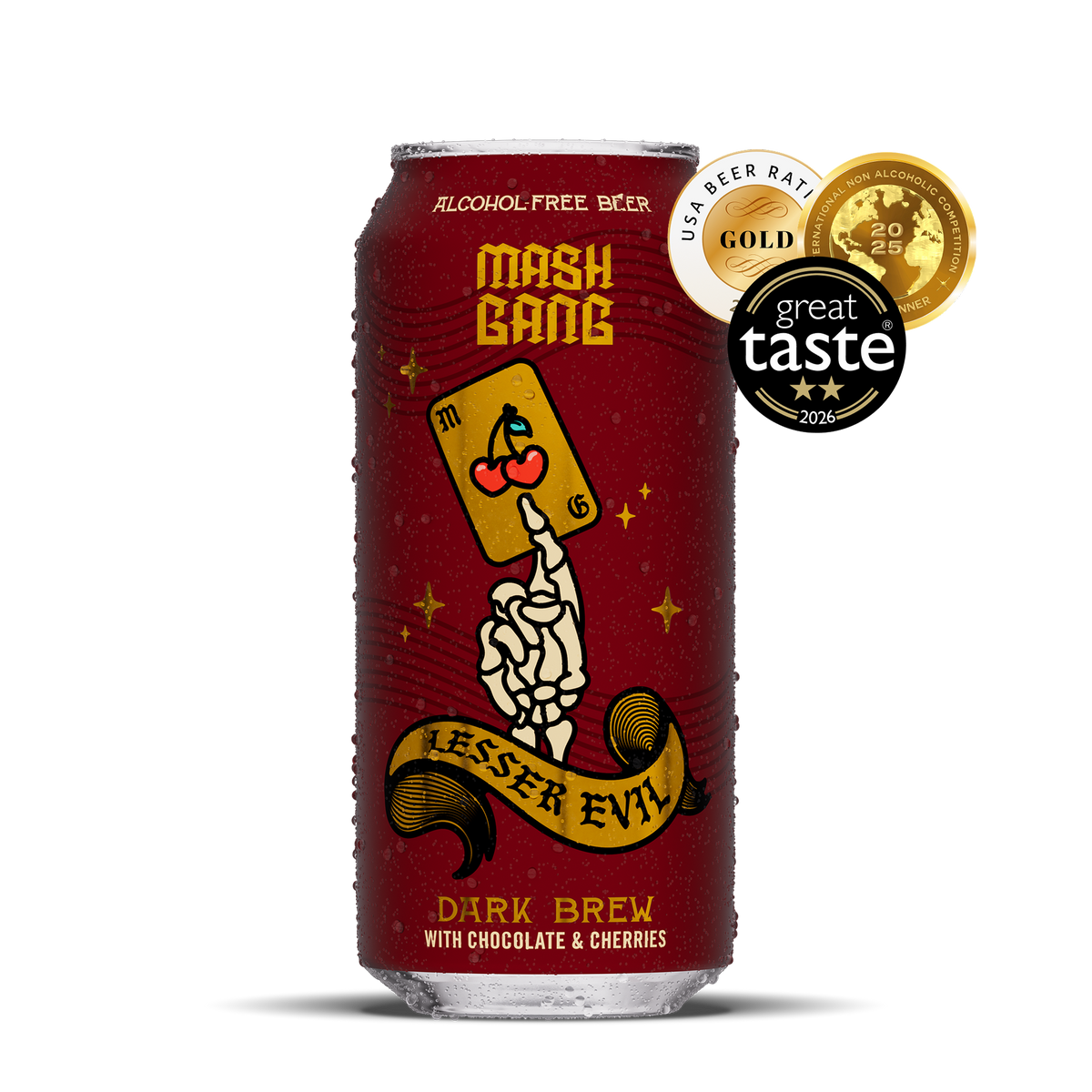 mash gang lesser evil alcohol free chocolate and cherry stout